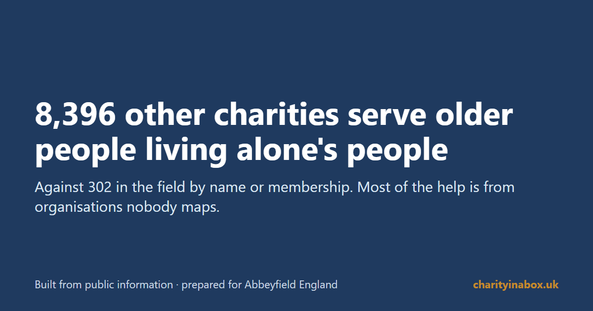 8,396 other charities serve older people living alone's people