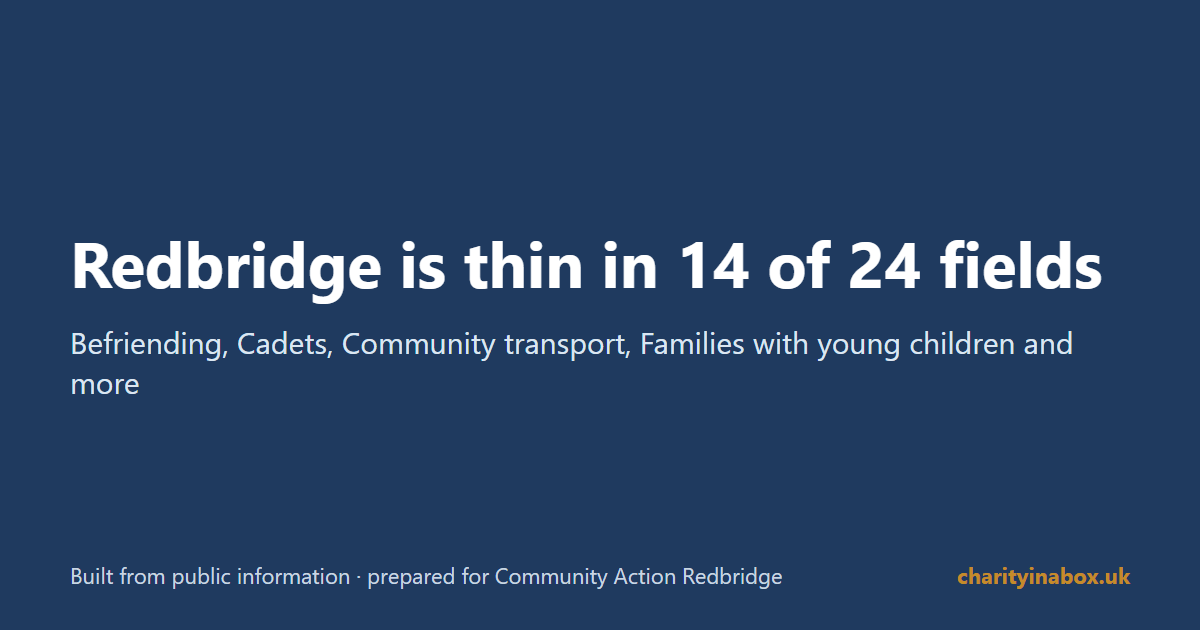 Redbridge is thin in 14 of 24 fields