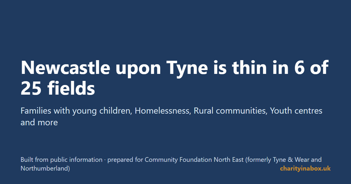 Newcastle upon Tyne is thin in 6 of 25 fields