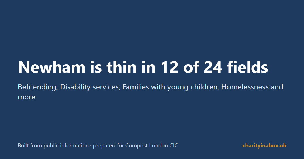 Newham is thin in 12 of 24 fields
