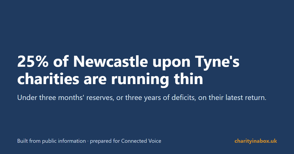 25% of Newcastle upon Tyne's charities are running thin