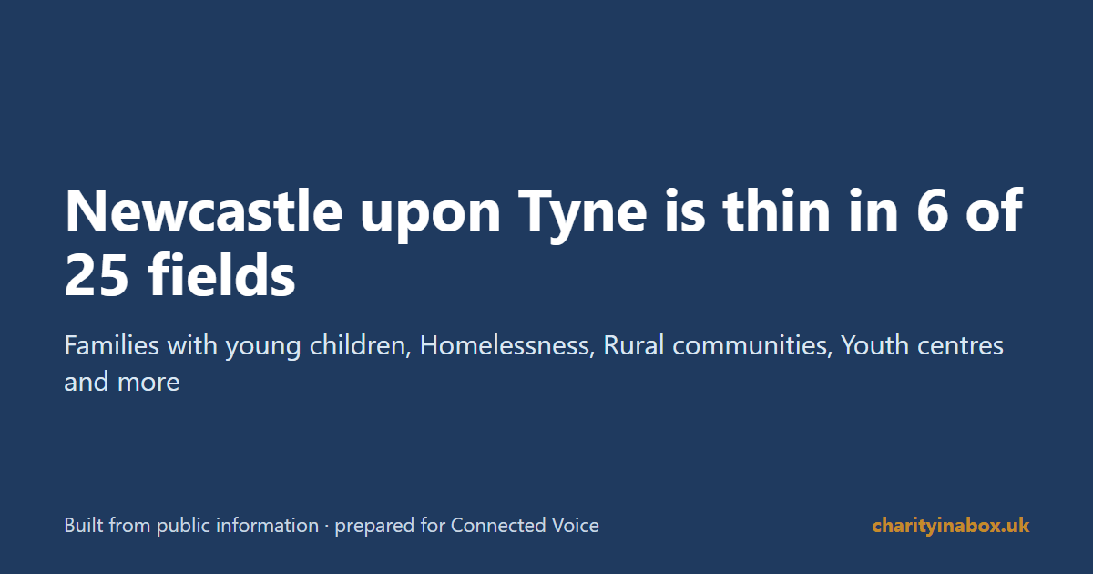 Newcastle upon Tyne is thin in 6 of 25 fields