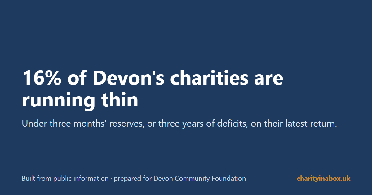 16% of Devon's charities are running thin