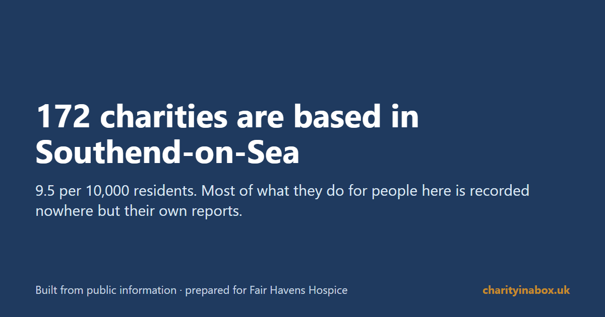 172 charities are based in Southend-on-Sea