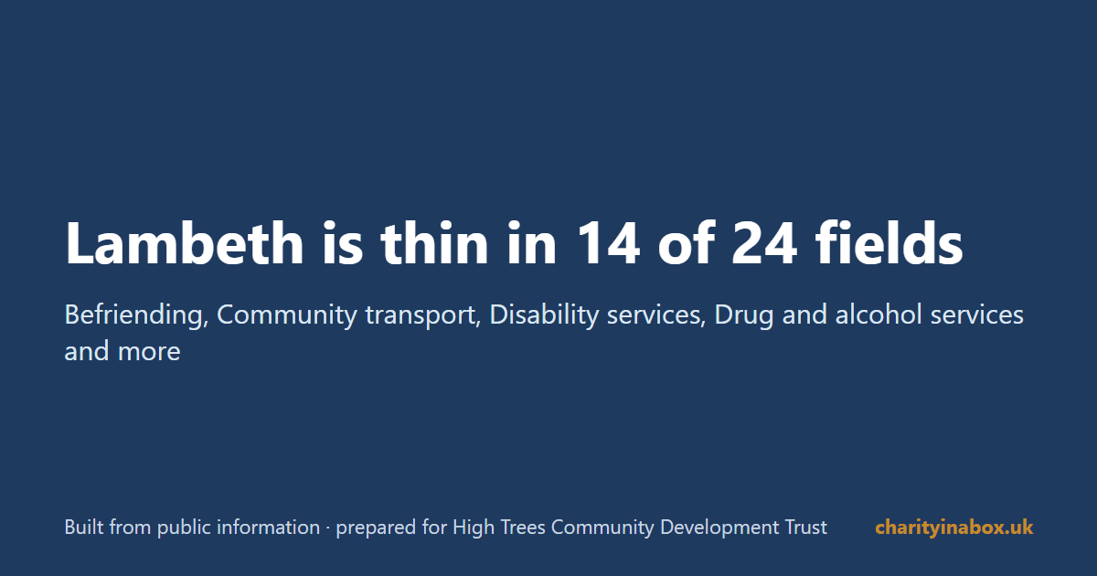 Lambeth is thin in 14 of 24 fields