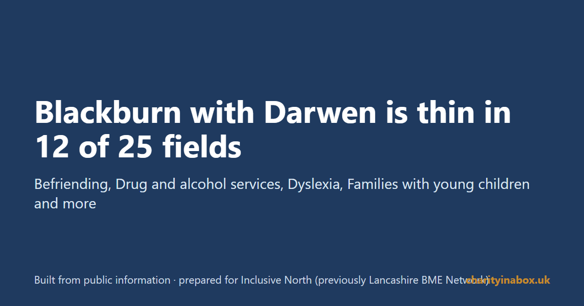 Blackburn with Darwen is thin in 12 of 25 fields