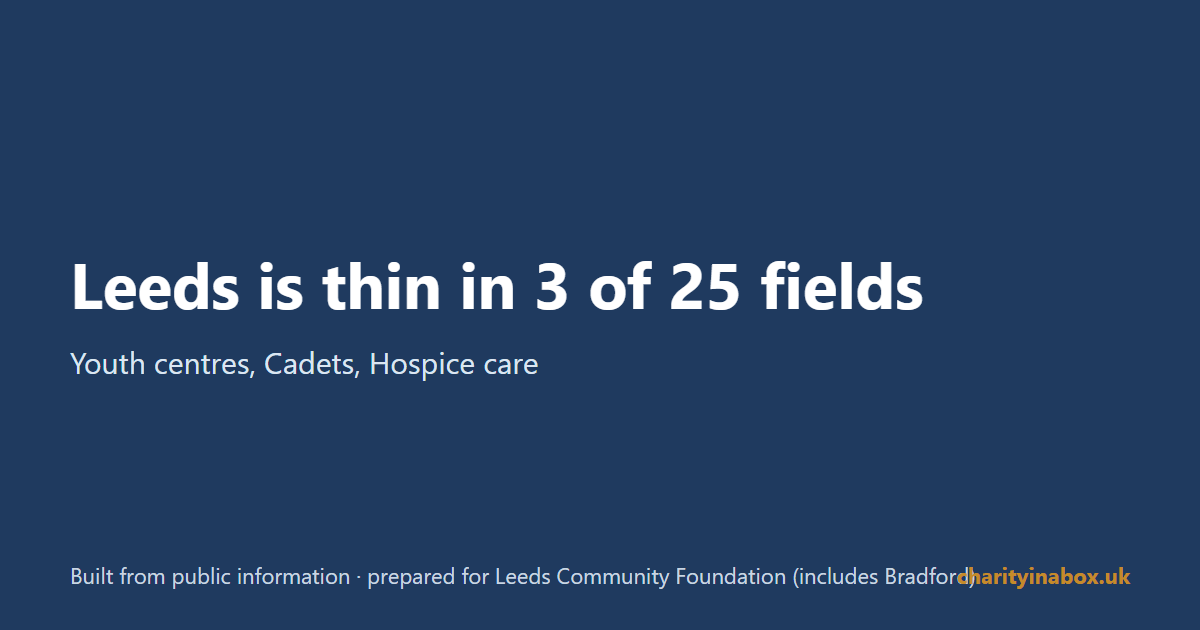 Leeds is thin in 3 of 25 fields