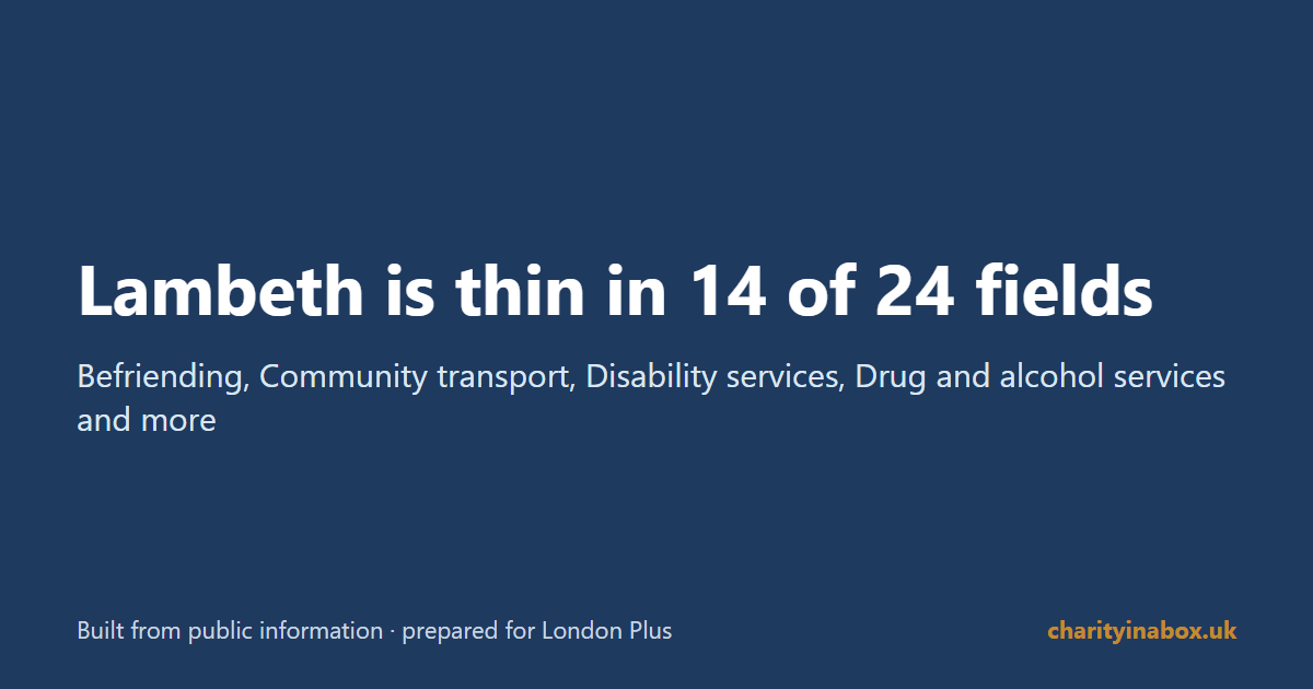 Lambeth is thin in 14 of 24 fields
