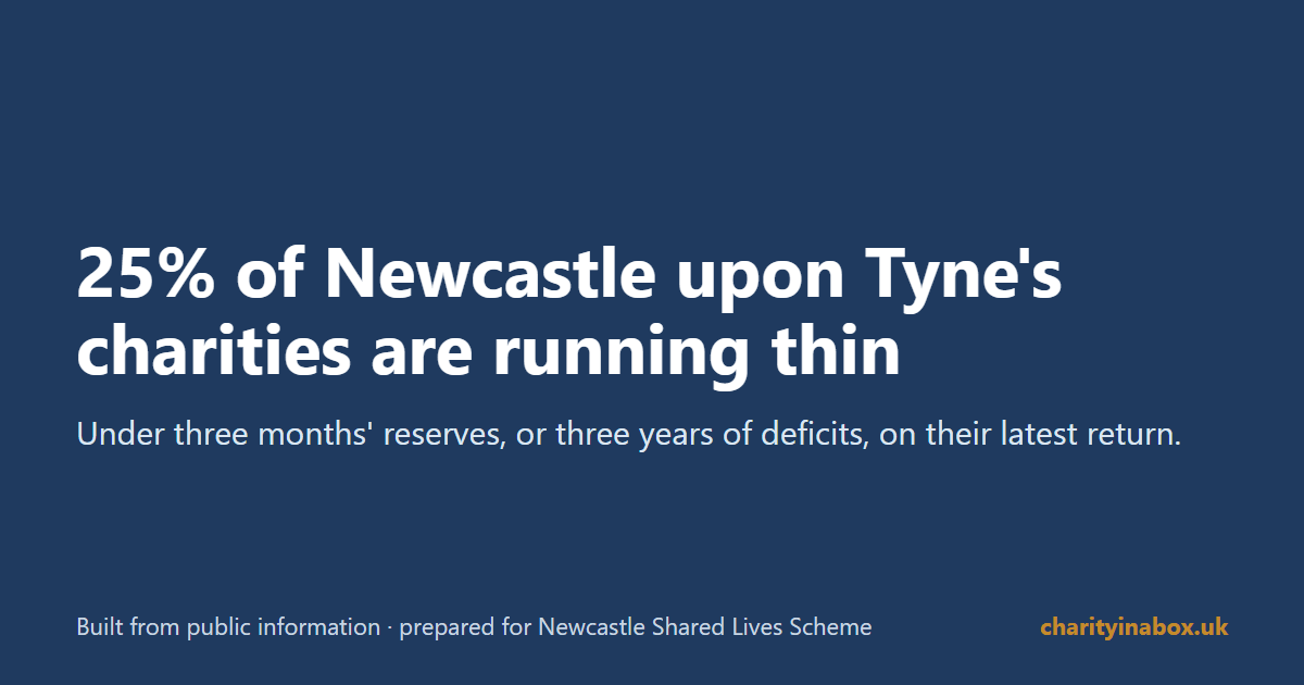 25% of Newcastle upon Tyne's charities are running thin