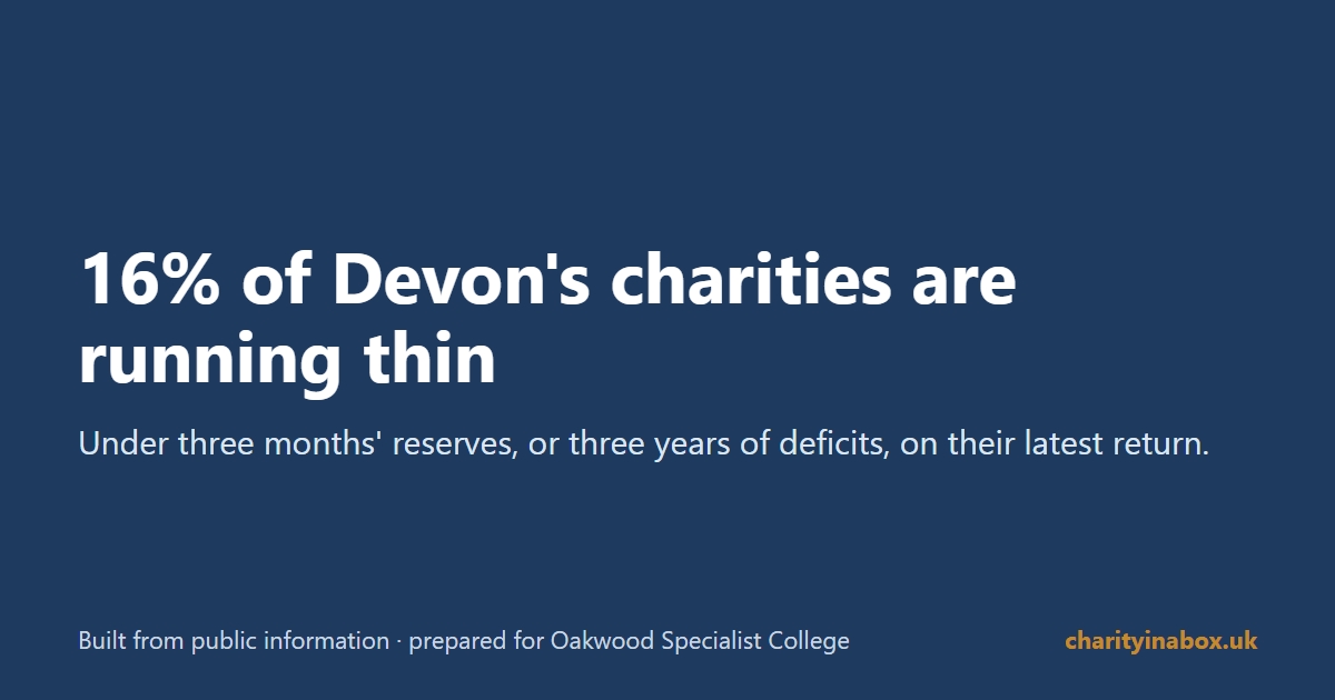 16% of Devon's charities are running thin