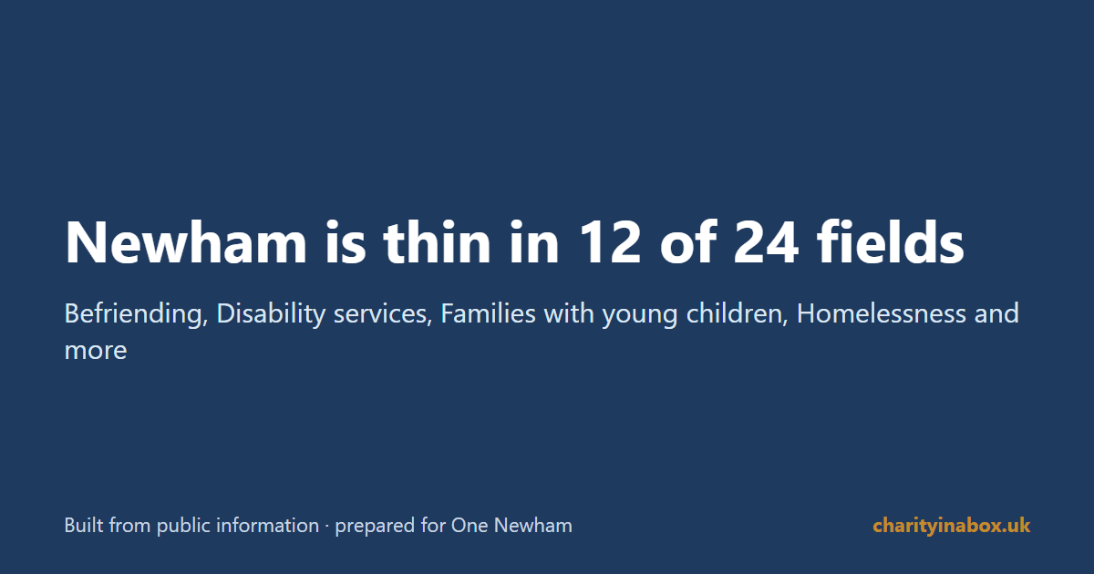 Newham is thin in 12 of 24 fields