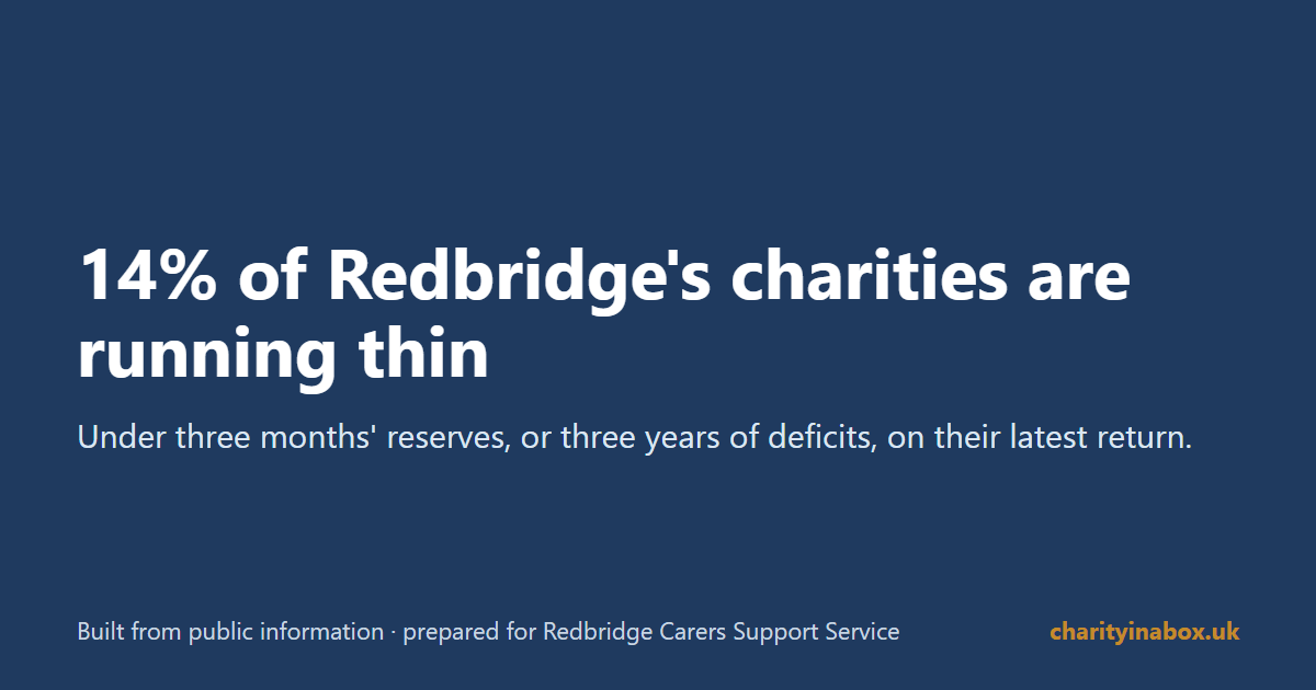 14% of Redbridge's charities are running thin