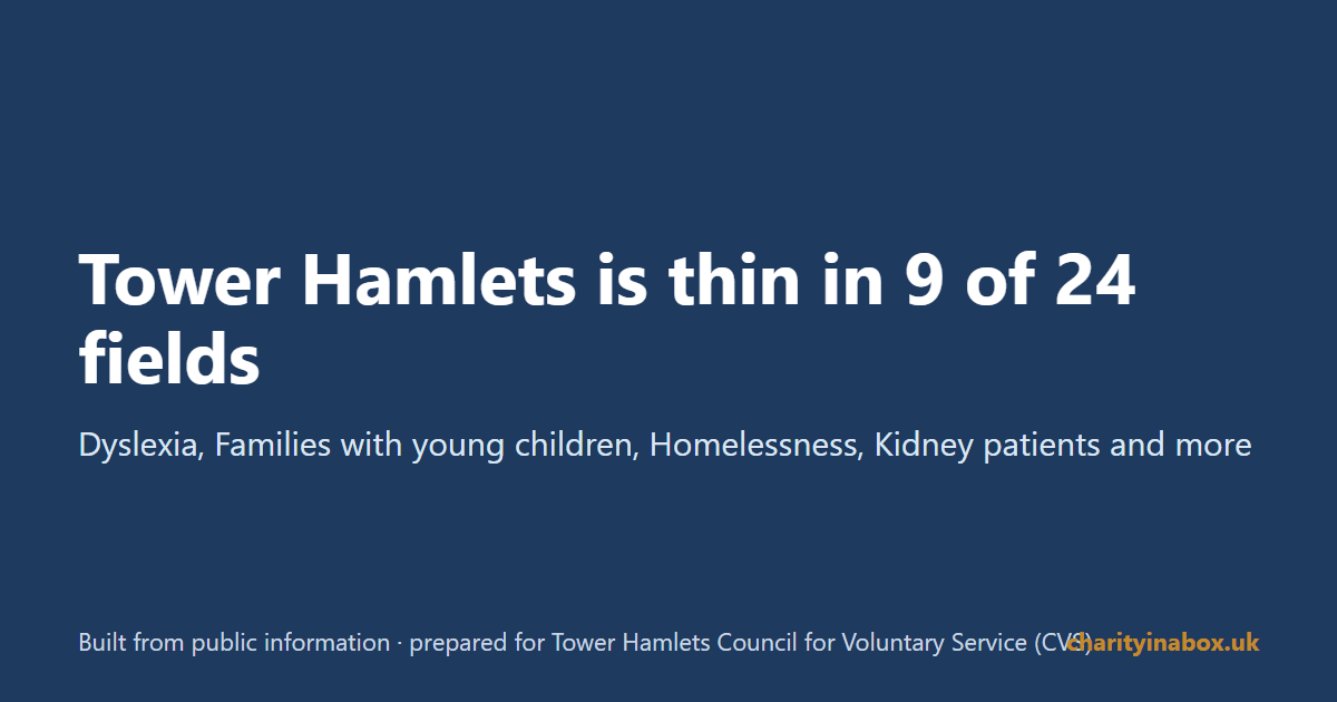 Tower Hamlets is thin in 9 of 24 fields