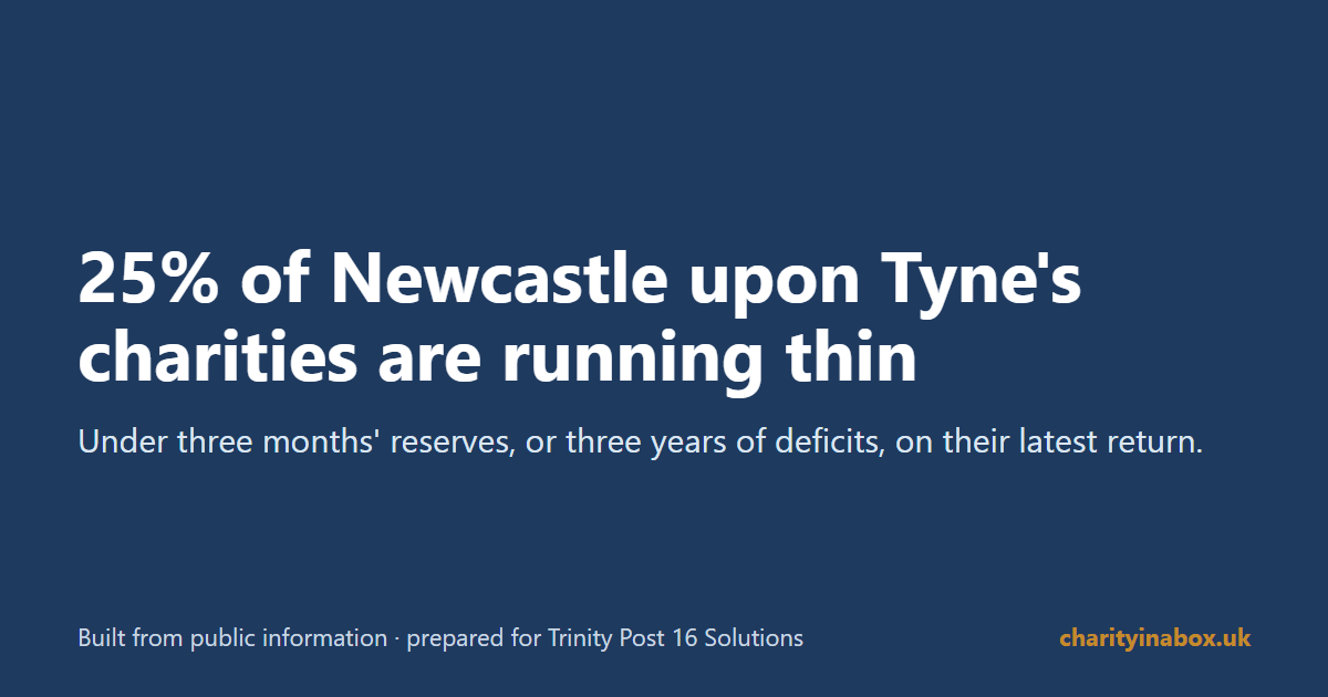 25% of Newcastle upon Tyne's charities are running thin