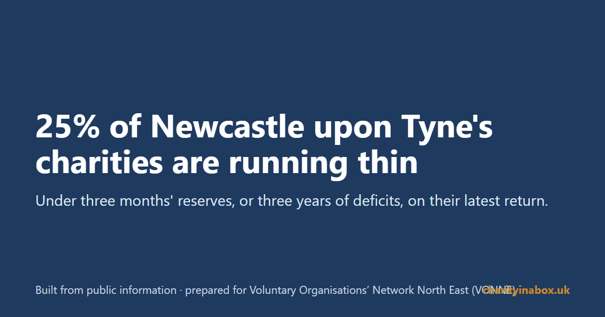 25% of Newcastle upon Tyne's charities are running thin