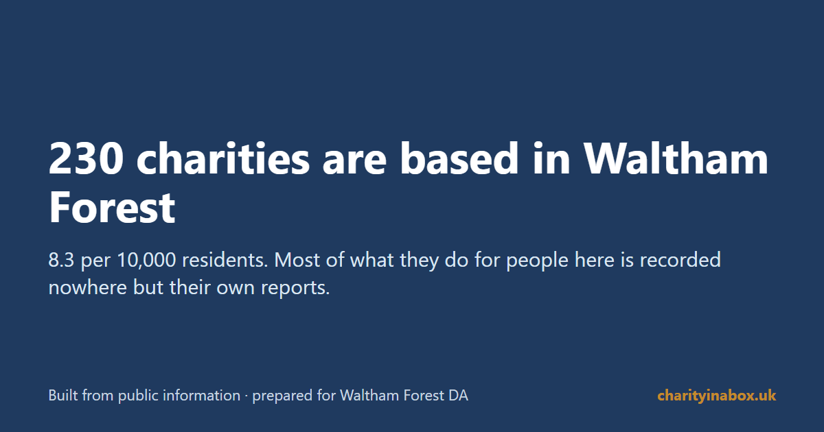 230 charities are based in Waltham Forest