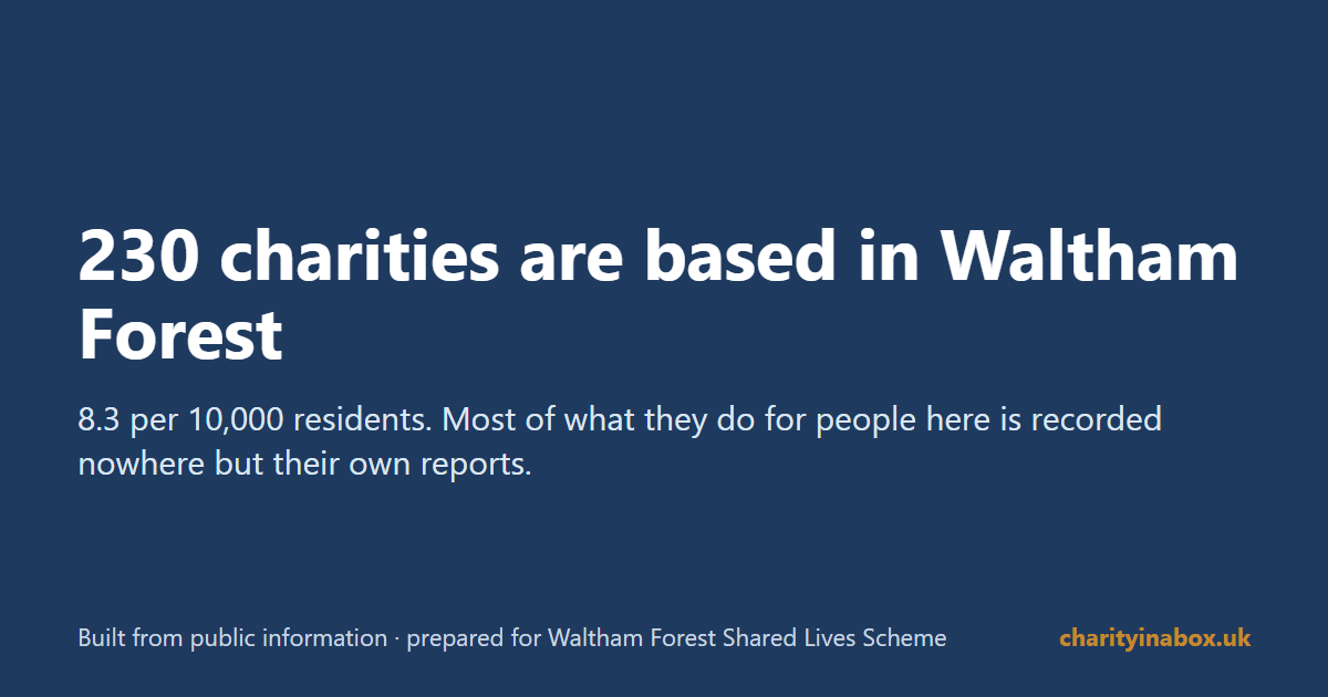 230 charities are based in Waltham Forest